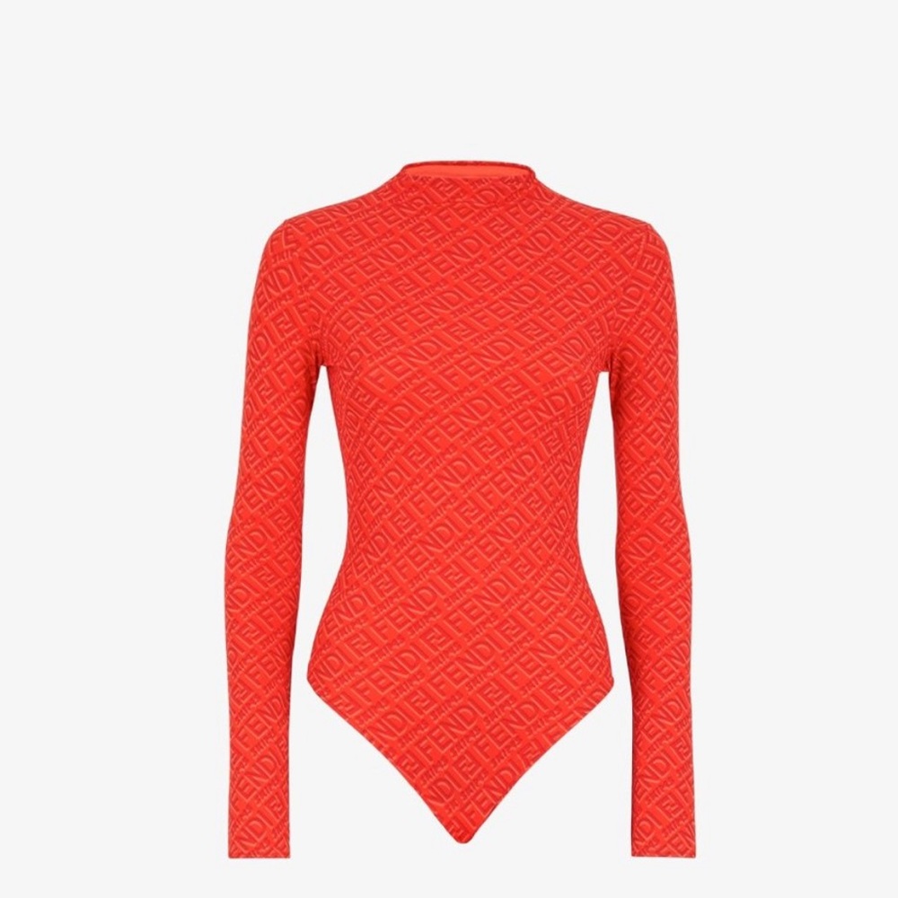 Fendi X Skims Sleeveless Mid-thigh Body Suit XL GEORGIA ORANGE
